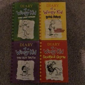 4 diary of a wimpy kid hard cover books, new!